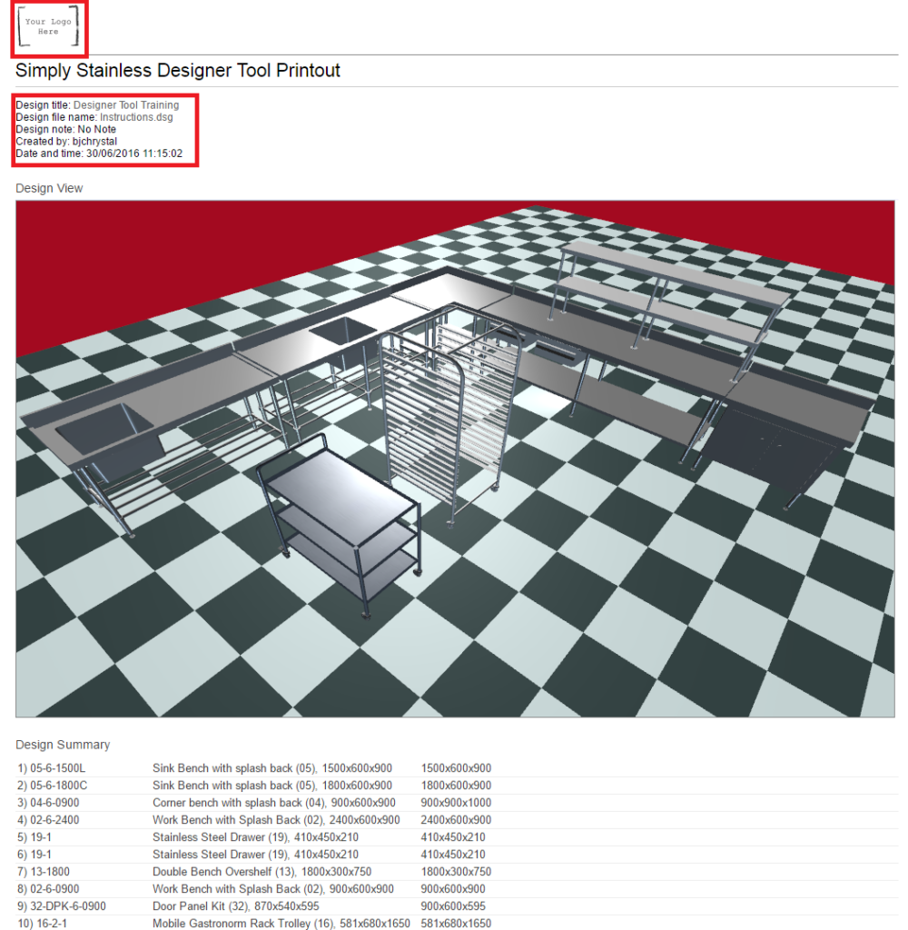 Kitchen designer tool user guide - step 11