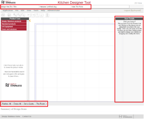 Kitchen designer tool user guide - step 2