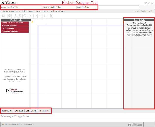 Kitchen designer tool user guide - step 2 