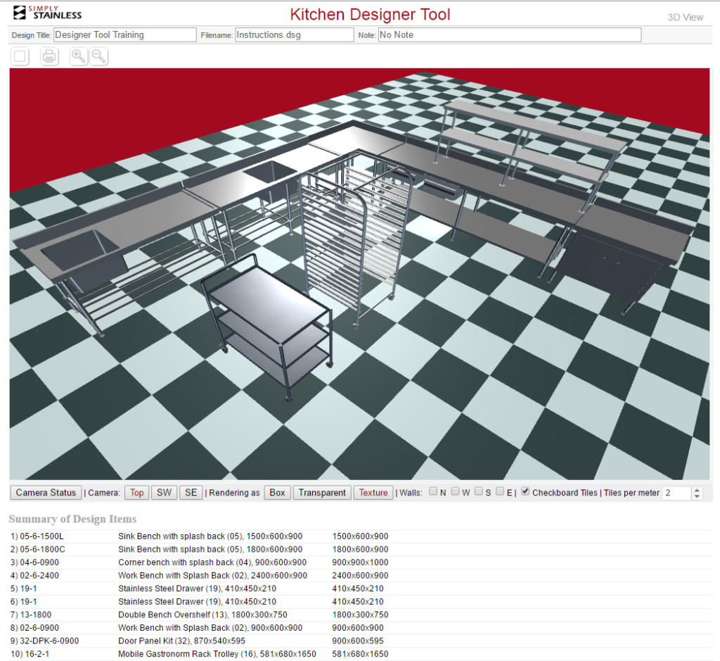 Kitchen designer tool user guide - step 8