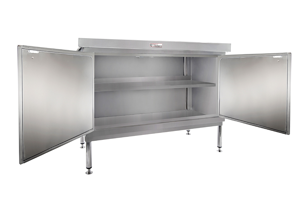 Modular Stainless Steel Solutions, Stainless Steel Kitchen Island Work Table With Cabinet Doors And Drawers