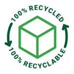100% recycled, 100% recyclable